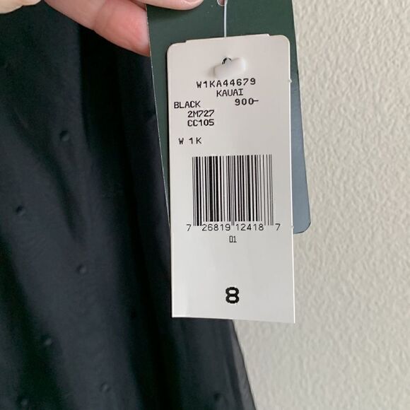 NWT Lauren Ralph Lauren Black 100% Silk Slip Gown Dress polka dot overlay Size 8 - Picture 8 of 10